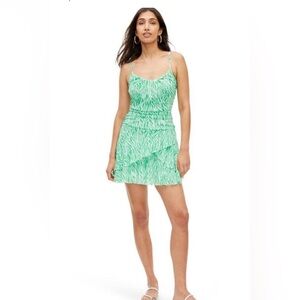 DIANE VON FURSTENBERG Strappy Mesh Sea Twig Green Mini Dress - DVF XS
